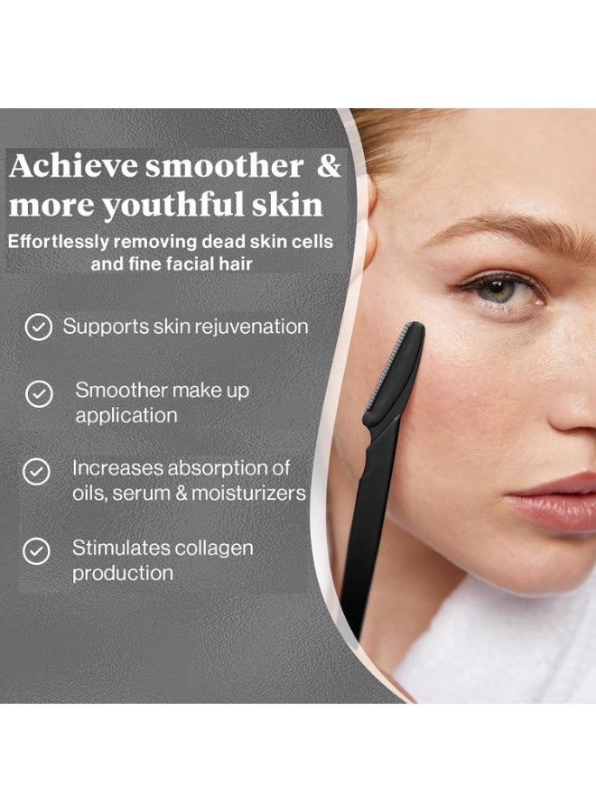 VIUAUAX 12 Pcs Eyebrow Trimmer and Face Shaver, with Safety Cover, Face Razors Multipurpose, Facial Hair Remover, Facial Razors for Women and Men（Black） - Image 2